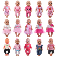 Load image into Gallery viewer, Doll Clothes 15 Styles T-Shirt+Skirt/Pants Unicorn Dress Fit 18 Inch American Doll&amp;43 Cm Baby Doll For Our Generation Girl`s Toy